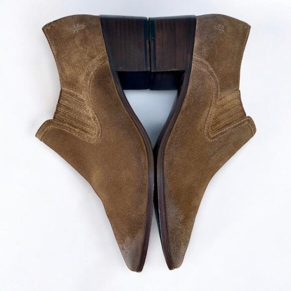 Frye Eleanor Chestnut Oiled Suede Leather Western Shootie Ankle Boots Women 8.5 - Picture 4 of 9
